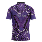 Australia Lupus Awareness Month Personalised Zipper Polo Shirt Butterfly Purple Ribbon Invisible Illness Indigenous Art