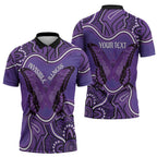 Australia Lupus Awareness Month Personalised Zipper Polo Shirt Butterfly Purple Ribbon Invisible Illness Indigenous Art
