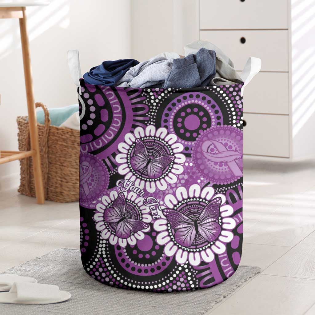 Australia Indigenous Butterflies Personalised Laundry Basket Lupus Awareness Purple Ribbon Aboriginal Art