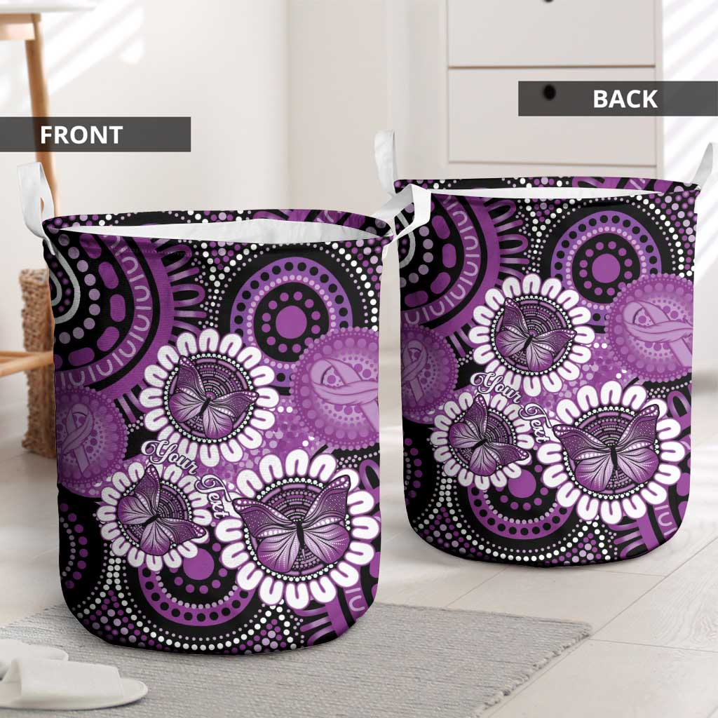 Australia Indigenous Butterflies Personalised Laundry Basket Lupus Awareness Purple Ribbon Aboriginal Art