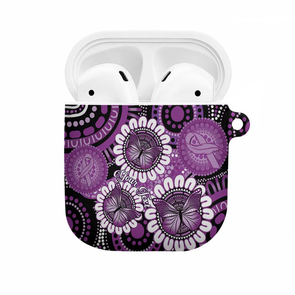 Australia Indigenous Butterflies Personalised AirPods Case Lupus Awareness Purple Ribbon Aboriginal Art