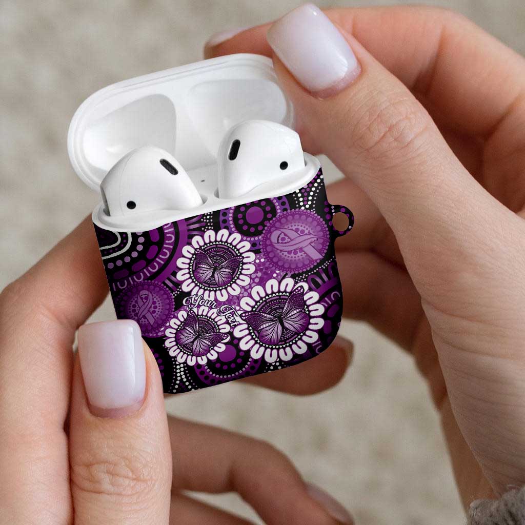 Australia Indigenous Butterflies Personalised AirPods Case Lupus Awareness Purple Ribbon Aboriginal Art