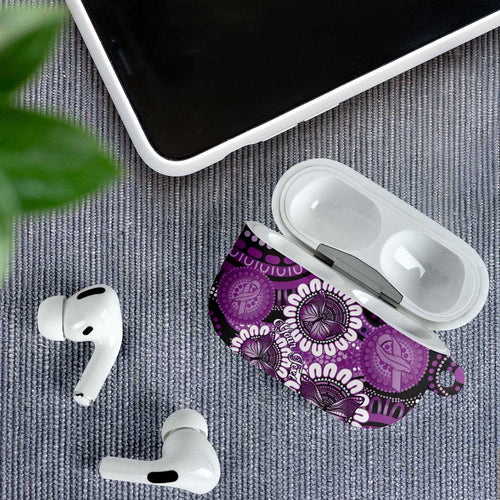 Australia Indigenous Butterflies Personalised AirPods Case Lupus Awareness Purple Ribbon Aboriginal Art