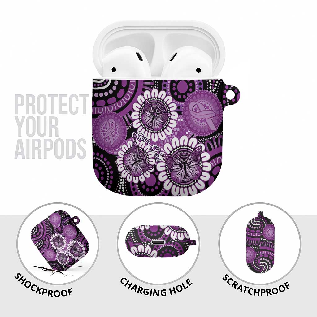 Australia Indigenous Butterflies Personalised AirPods Case Lupus Awareness Purple Ribbon Aboriginal Art