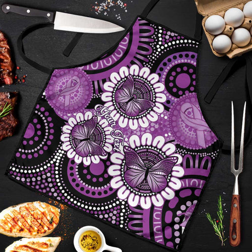 Australia Indigenous Butterflies Personalised Apron Lupus Awareness Purple Ribbon Aboriginal Art