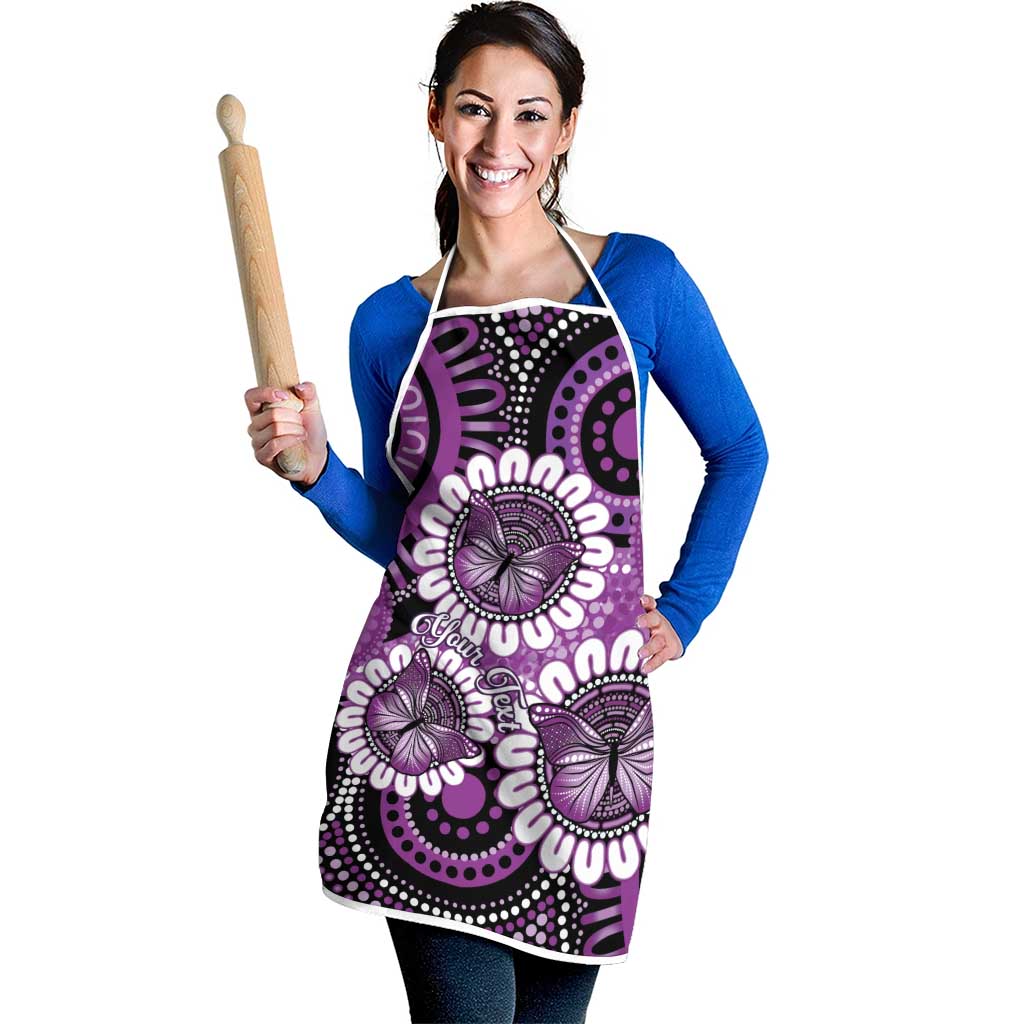 Australia Indigenous Butterflies Personalised Apron Lupus Awareness Purple Ribbon Aboriginal Art