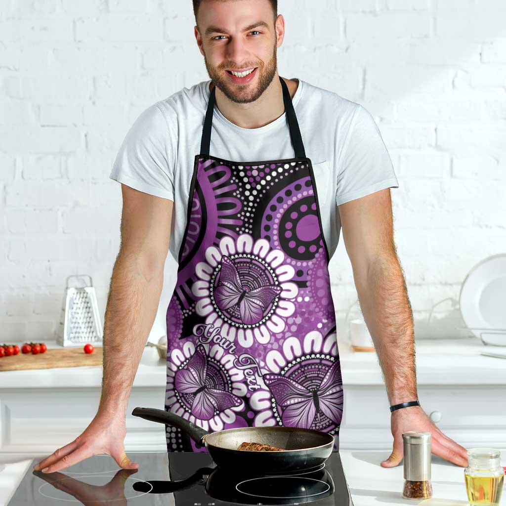 Australia Indigenous Butterflies Personalised Apron Lupus Awareness Purple Ribbon Aboriginal Art