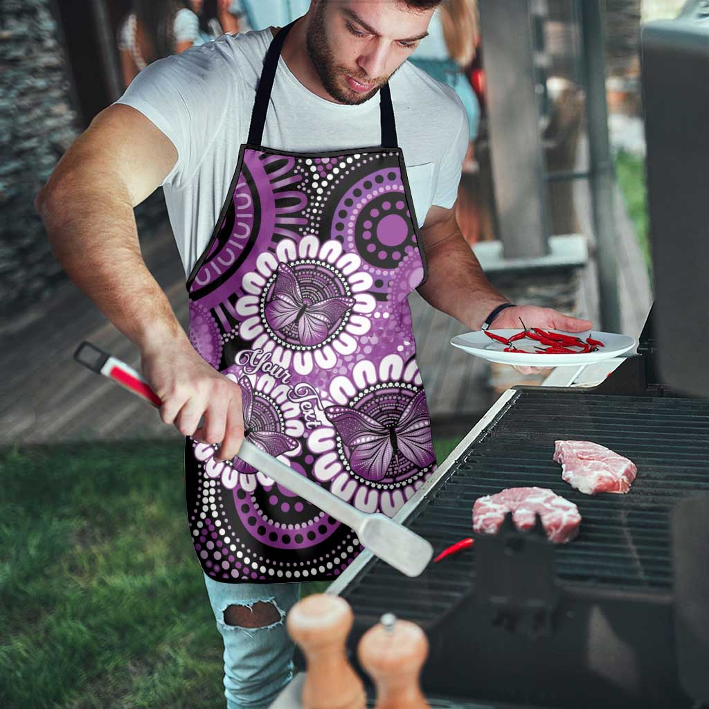 Australia Indigenous Butterflies Personalised Apron Lupus Awareness Purple Ribbon Aboriginal Art