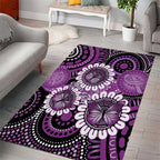 Australia Indigenous Butterflies Personalised Area Rug Lupus Awareness Purple Ribbon Aboriginal Art