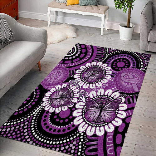 Australia Indigenous Butterflies Personalised Area Rug Lupus Awareness Purple Ribbon Aboriginal Art