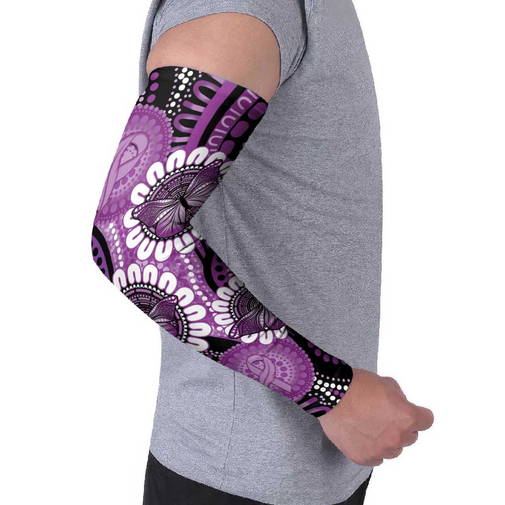 Australia Indigenous Butterflies Personalised Arm Sleeves Lupus Awareness Purple Ribbon Aboriginal Art