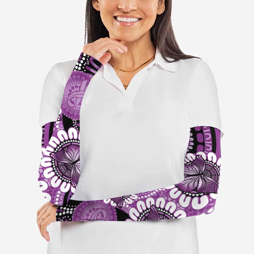 Australia Indigenous Butterflies Personalised Arm Sleeves Lupus Awareness Purple Ribbon Aboriginal Art