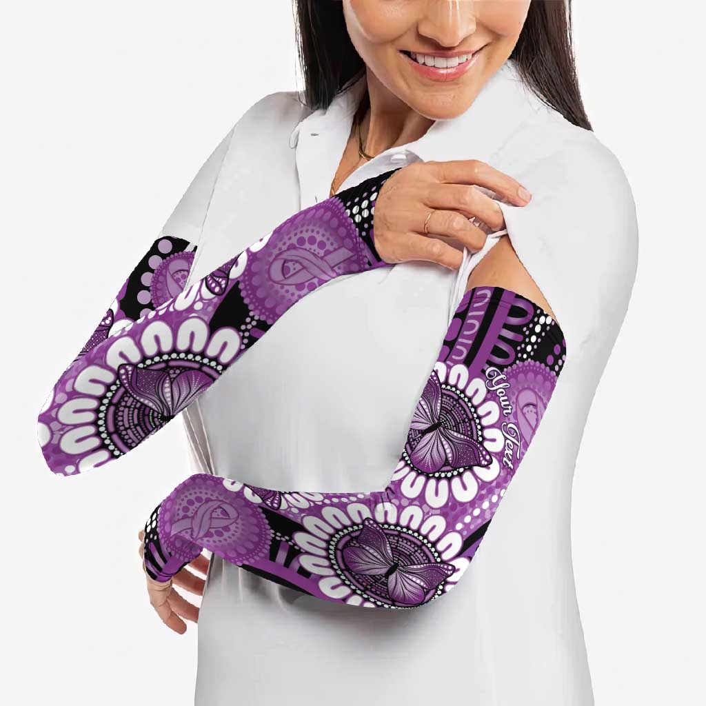 Australia Indigenous Butterflies Personalised Arm Sleeves Lupus Awareness Purple Ribbon Aboriginal Art