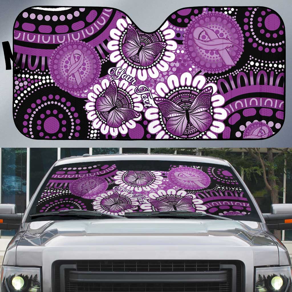 Australia Indigenous Butterflies Personalised Auto Sun Shade Lupus Awareness Purple Ribbon Aboriginal Art