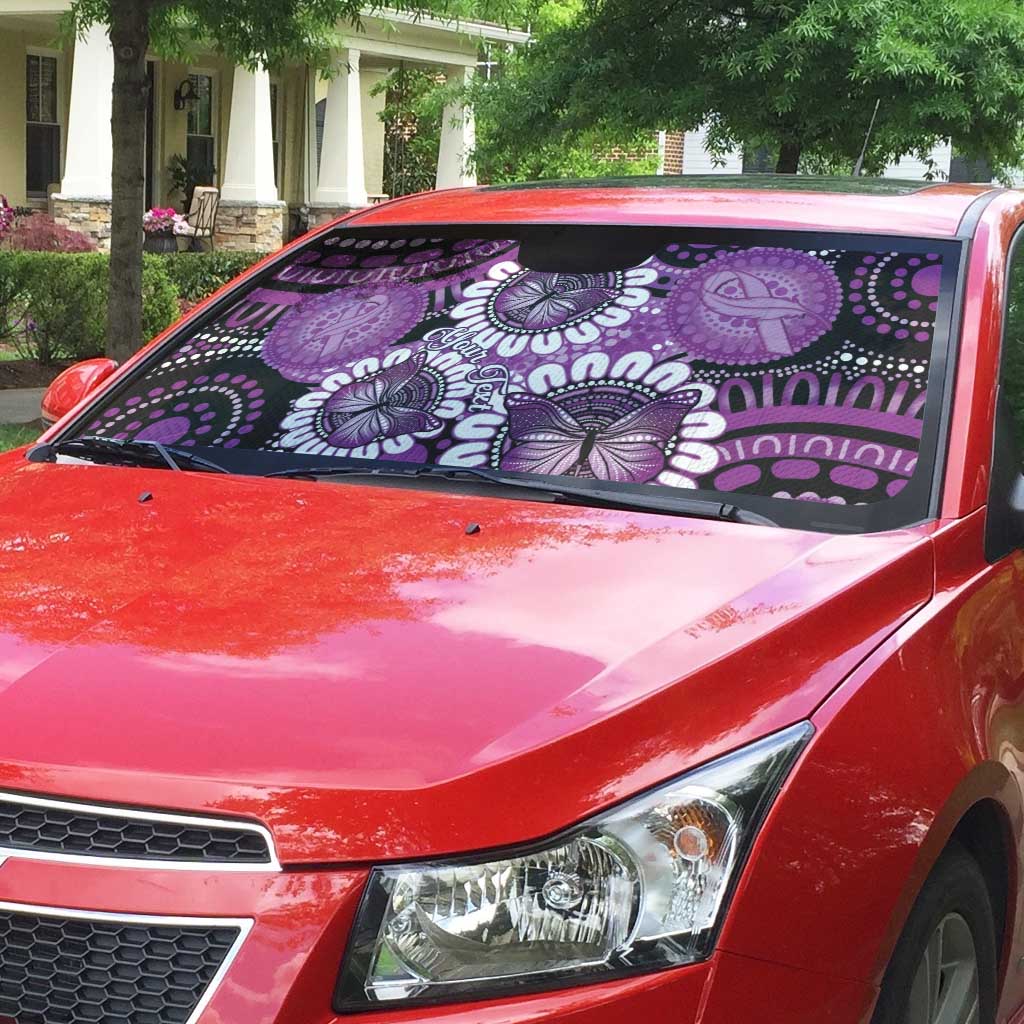 Australia Indigenous Butterflies Personalised Auto Sun Shade Lupus Awareness Purple Ribbon Aboriginal Art