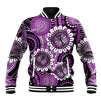 Australia Indigenous Butterflies Personalised Baseball Jacket Lupus Awareness Purple Ribbon Aboriginal Art