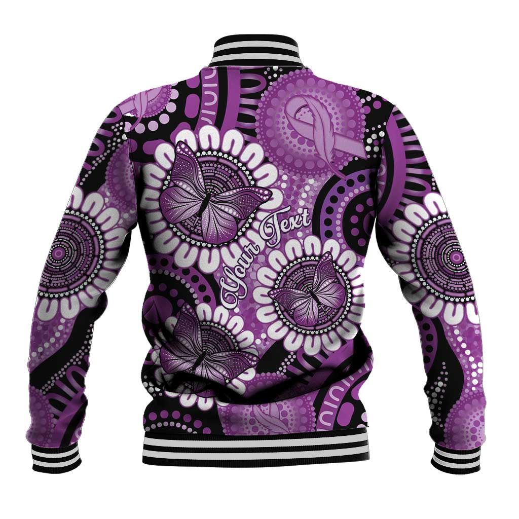Australia Indigenous Butterflies Personalised Baseball Jacket Lupus Awareness Purple Ribbon Aboriginal Art