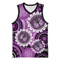 Australia Indigenous Butterflies Personalised Basketball Jersey Lupus Awareness Purple Ribbon Aboriginal Art