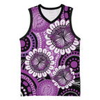 Australia Indigenous Butterflies Personalised Basketball Jersey Lupus Awareness Purple Ribbon Aboriginal Art