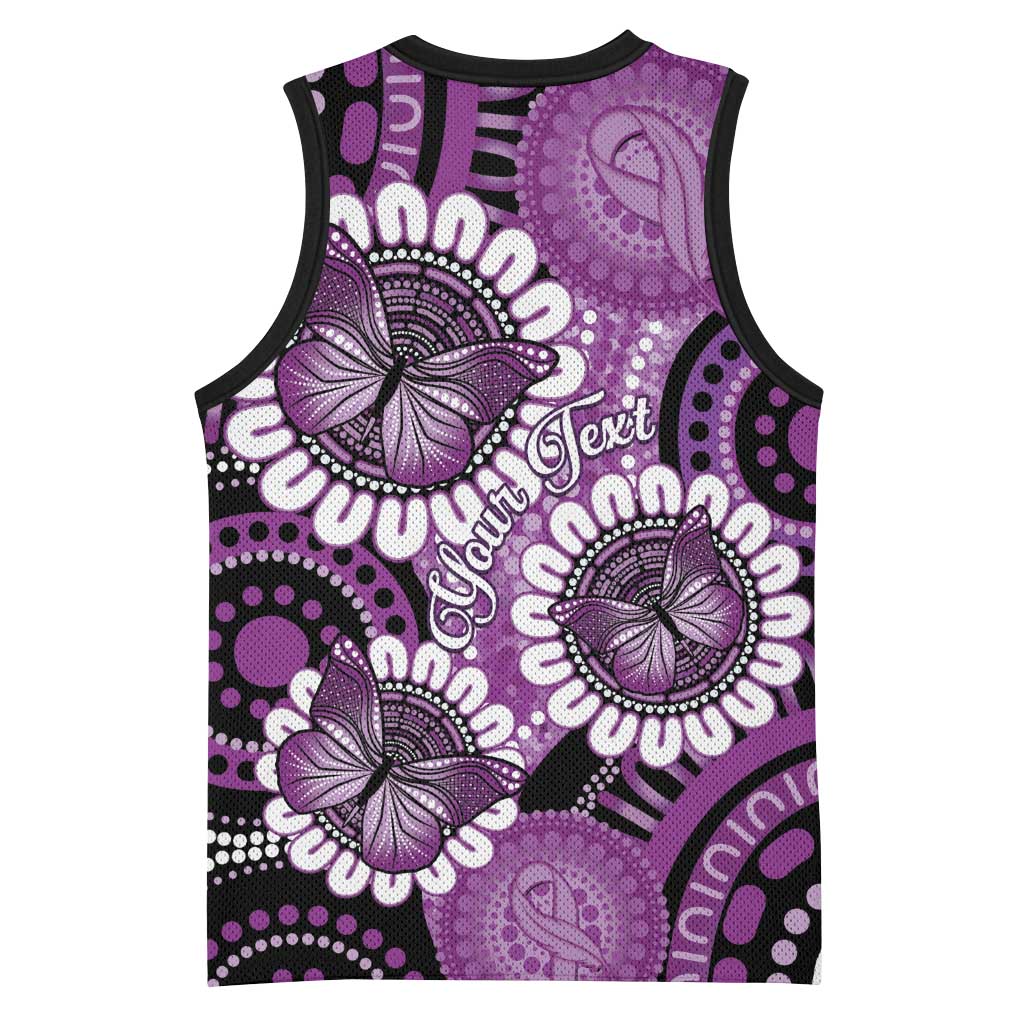 Australia Indigenous Butterflies Personalised Basketball Jersey Lupus Awareness Purple Ribbon Aboriginal Art