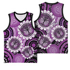 Australia Indigenous Butterflies Personalised Basketball Jersey Lupus Awareness Purple Ribbon Aboriginal Art