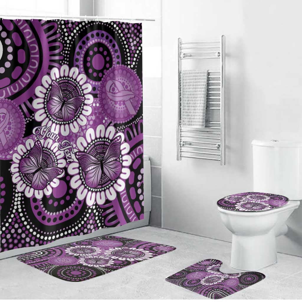 Australia Indigenous Butterflies Personalised Bathroom Set Lupus Awareness Purple Ribbon Aboriginal Art