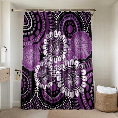 Australia Indigenous Butterflies Personalised Bathroom Set Lupus Awareness Purple Ribbon Aboriginal Art