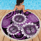 Australia Indigenous Butterflies Personalised Beach Blanket Lupus Awareness Purple Ribbon Aboriginal Art
