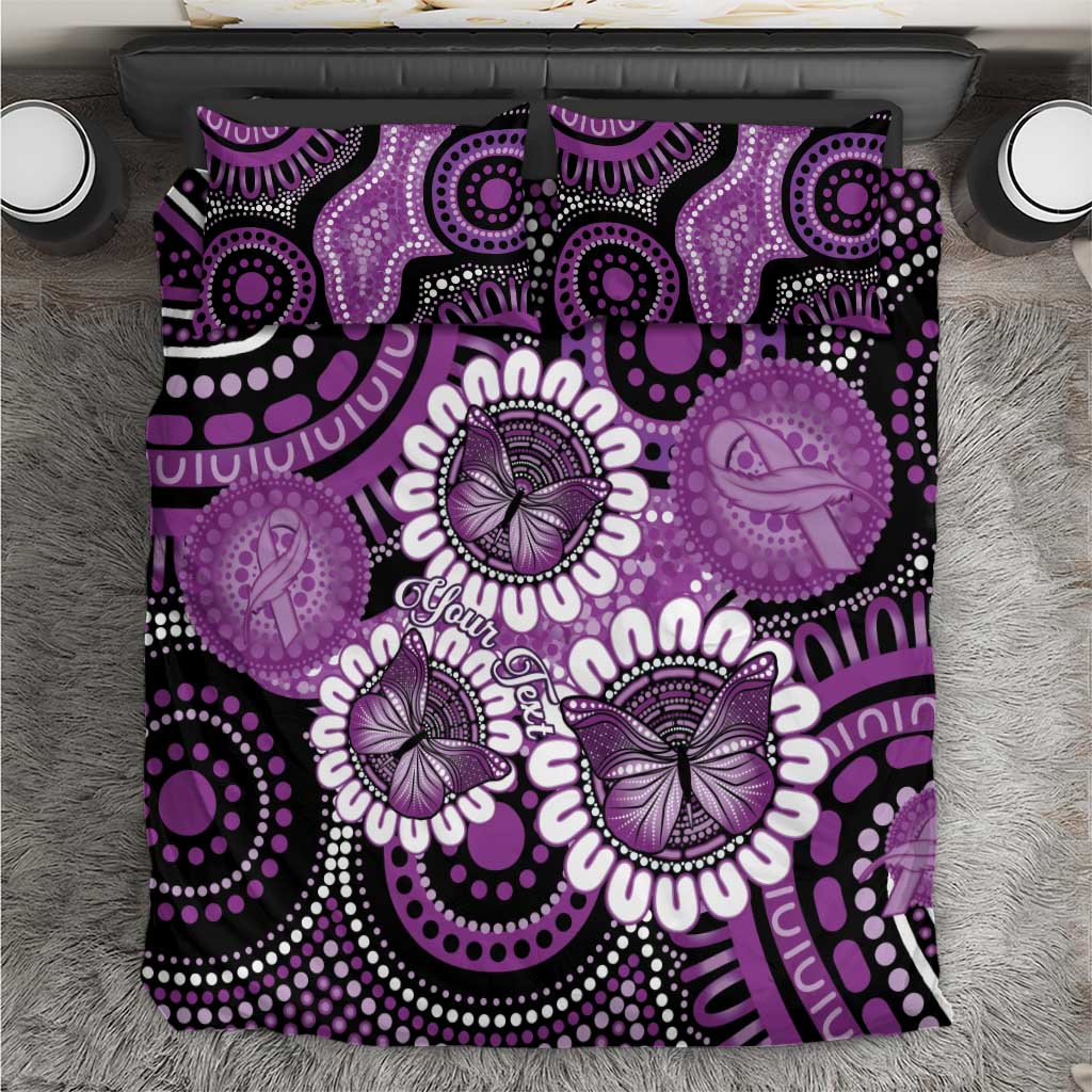 Australia Indigenous Butterflies Personalised Bedding Set Lupus Awareness Purple Ribbon Aboriginal Art