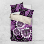 Australia Indigenous Butterflies Personalised Bedding Set Lupus Awareness Purple Ribbon Aboriginal Art