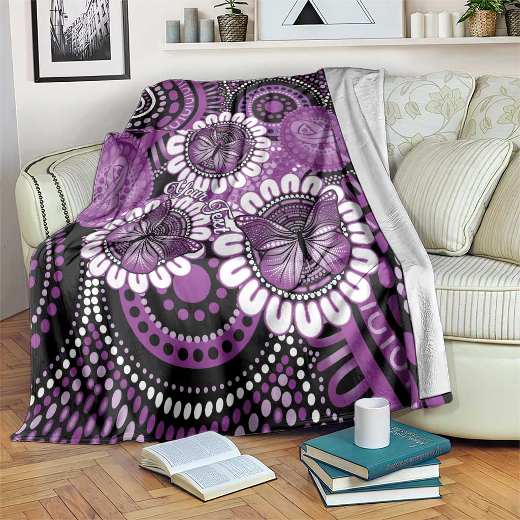 Australia Indigenous Butterflies Personalised Blanket Lupus Awareness Purple Ribbon Aboriginal Art