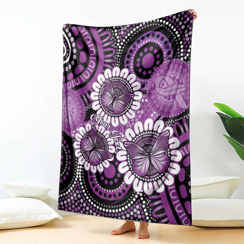 Australia Indigenous Butterflies Personalised Blanket Lupus Awareness Purple Ribbon Aboriginal Art