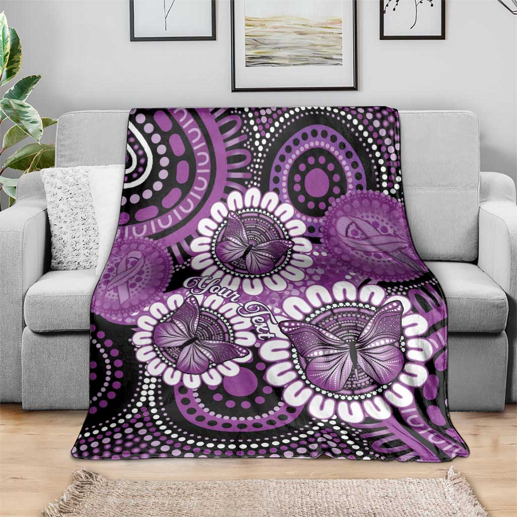 Australia Indigenous Butterflies Personalised Blanket Lupus Awareness Purple Ribbon Aboriginal Art