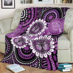 Australia Indigenous Butterflies Personalised Blanket Lupus Awareness Purple Ribbon Aboriginal Art