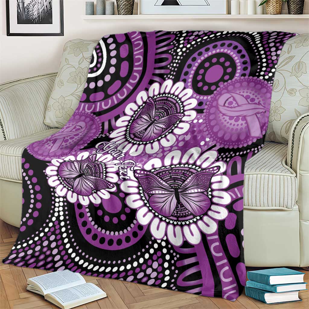 Australia Indigenous Butterflies Personalised Blanket Lupus Awareness Purple Ribbon Aboriginal Art