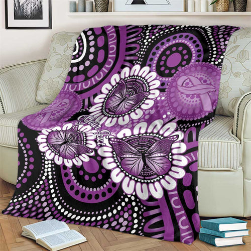 Australia Indigenous Butterflies Personalised Blanket Lupus Awareness Purple Ribbon Aboriginal Art