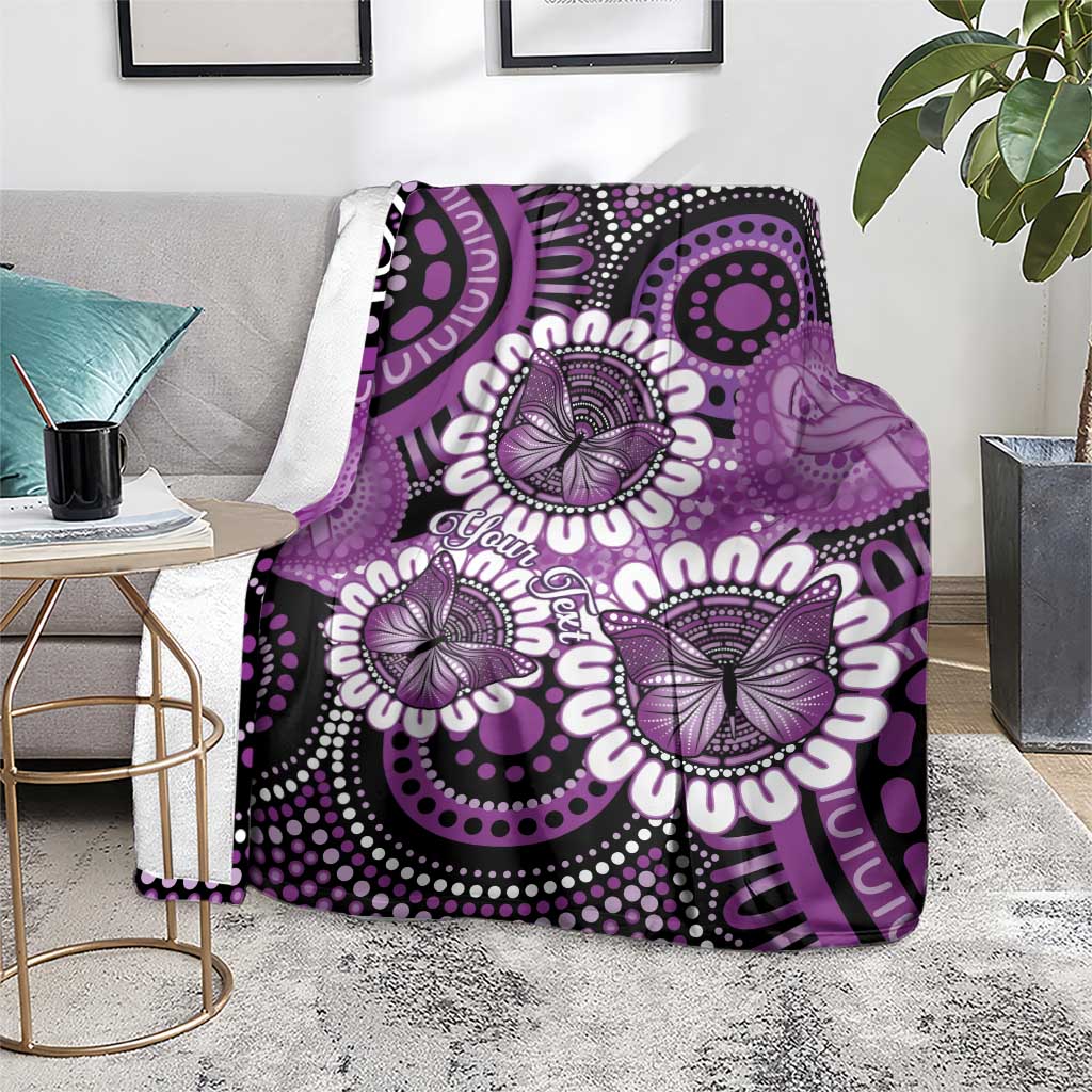 Australia Indigenous Butterflies Personalised Blanket Lupus Awareness Purple Ribbon Aboriginal Art