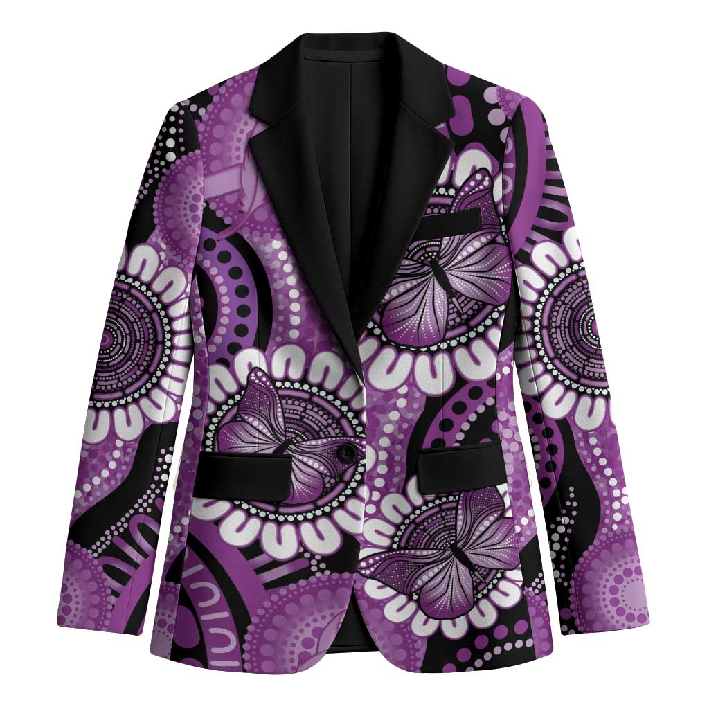 Australia Indigenous Butterflies Personalised Blazer Lupus Awareness Purple Ribbon Aboriginal Art