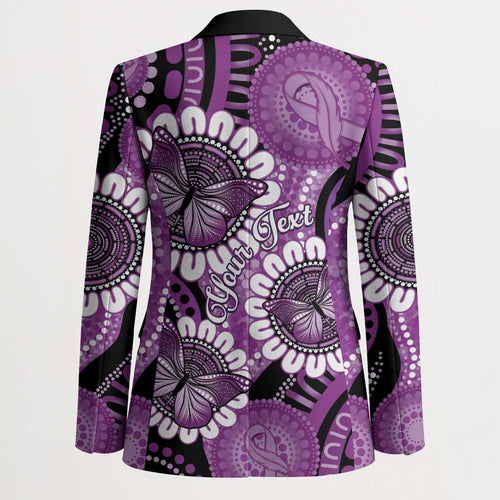 Australia Indigenous Butterflies Personalised Blazer Lupus Awareness Purple Ribbon Aboriginal Art