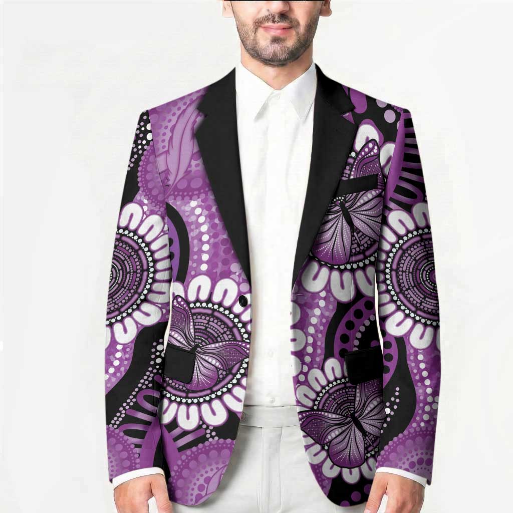 Australia Indigenous Butterflies Personalised Blazer Lupus Awareness Purple Ribbon Aboriginal Art