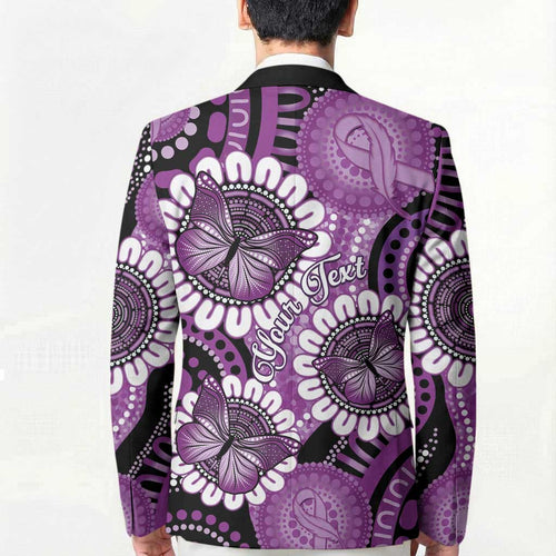 Australia Indigenous Butterflies Personalised Blazer Lupus Awareness Purple Ribbon Aboriginal Art