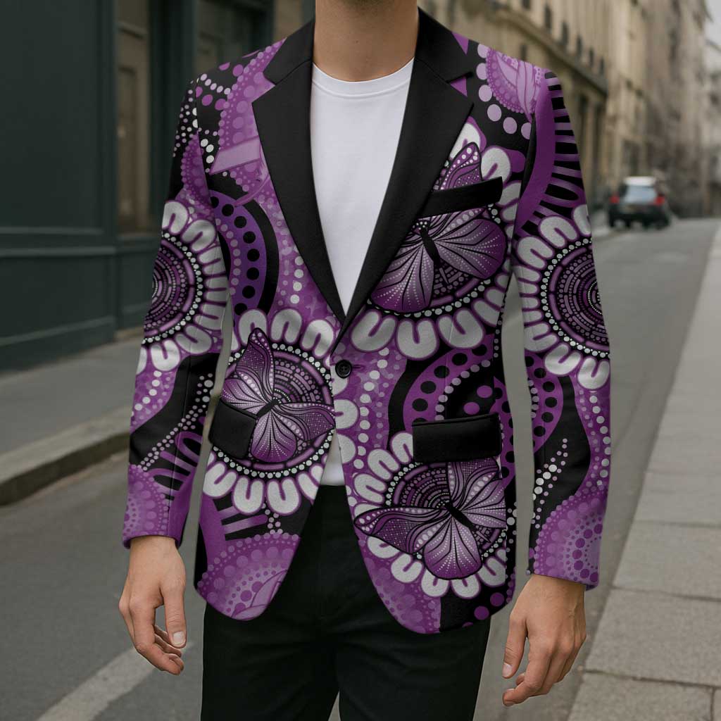 Australia Indigenous Butterflies Personalised Blazer Lupus Awareness Purple Ribbon Aboriginal Art