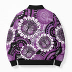 Australia Indigenous Butterflies Personalised Bomber Puffer Jacket Lupus Awareness Purple Ribbon Aboriginal Art