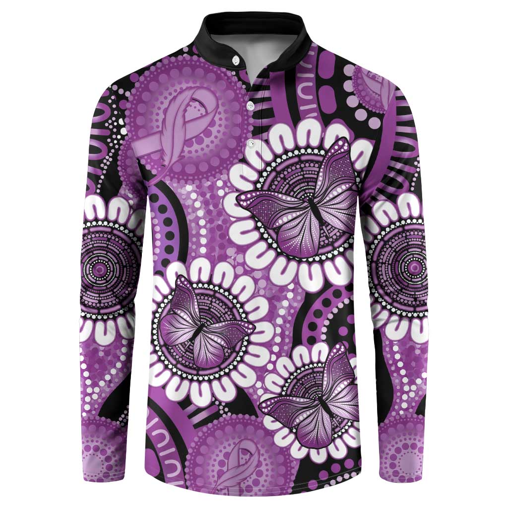 Australia Indigenous Butterflies Personalised Button Sweatshirt Lupus Awareness Purple Ribbon Aboriginal Art