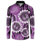 Australia Indigenous Butterflies Personalised Button Sweatshirt Lupus Awareness Purple Ribbon Aboriginal Art