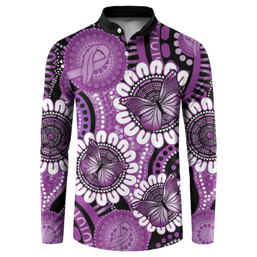 Australia Indigenous Butterflies Personalised Button Sweatshirt Lupus Awareness Purple Ribbon Aboriginal Art