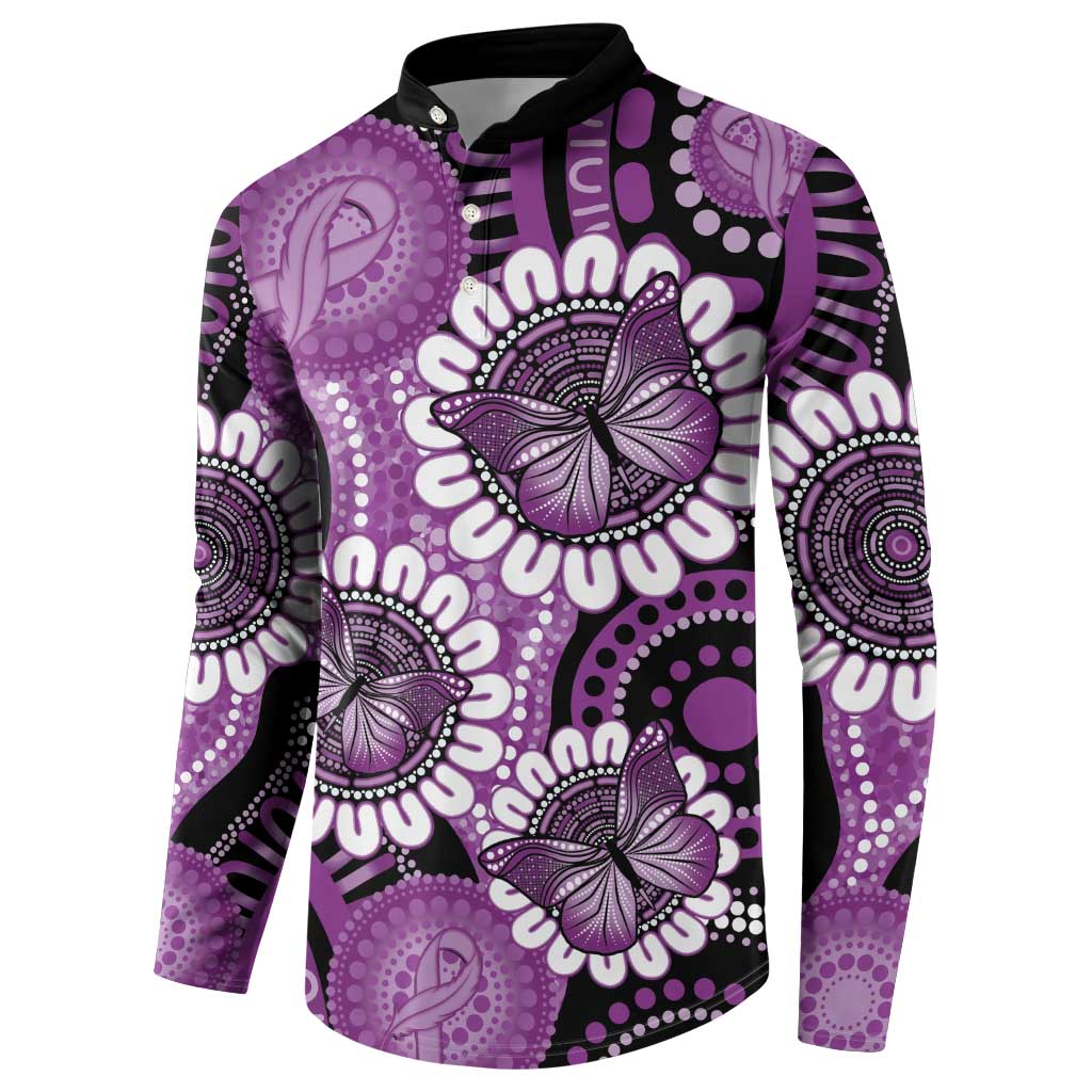 Australia Indigenous Butterflies Personalised Button Sweatshirt Lupus Awareness Purple Ribbon Aboriginal Art