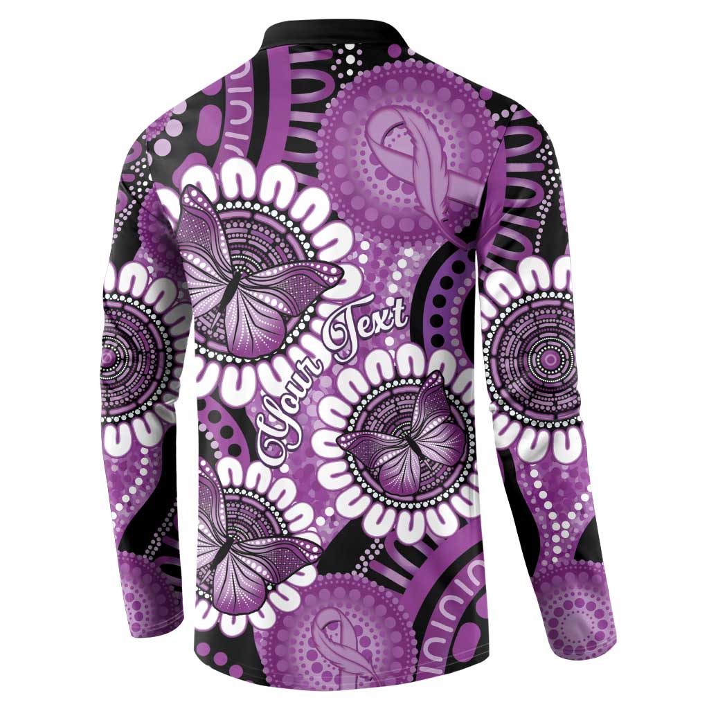 Australia Indigenous Butterflies Personalised Button Sweatshirt Lupus Awareness Purple Ribbon Aboriginal Art