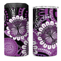Australia Indigenous Butterflies Personalised 4 in 1 Can Cooler Tumbler Lupus Awareness Purple Ribbon Aboriginal Art