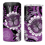 Australia Indigenous Butterflies Personalised 4 in 1 Can Cooler Tumbler Lupus Awareness Purple Ribbon Aboriginal Art